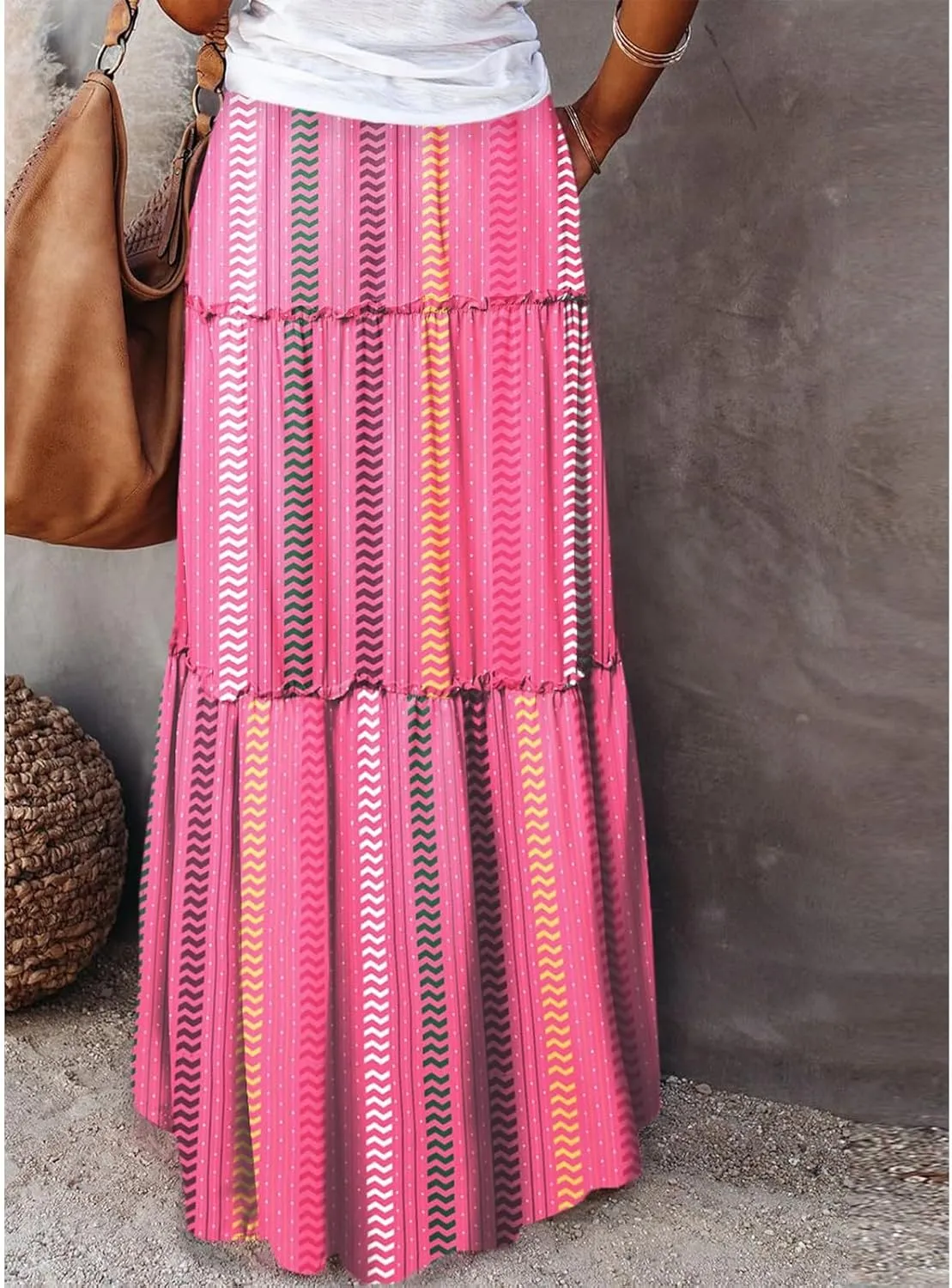 Beach Skirts for Women, Vacation Casual Maxi Boho Flowy Trendy Womens Skirts