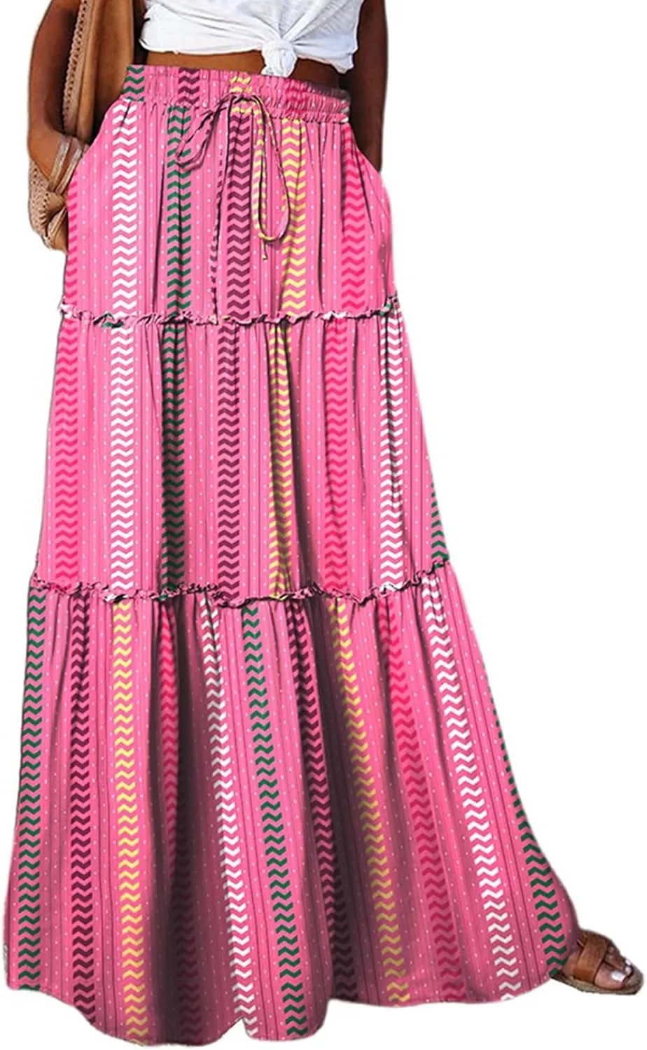 Beach Skirts for Women, Vacation Casual Maxi Boho Flowy Trendy Womens Skirts