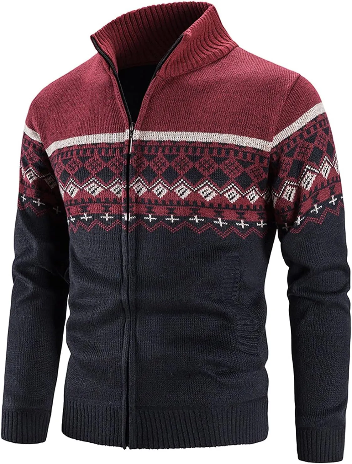 BIFUTON Mens Cardigan Sweater,Men's Soft Cardigan Sweater Graphic Knitted Outerwear Fall Winter Stand Collar Work Thick Coats