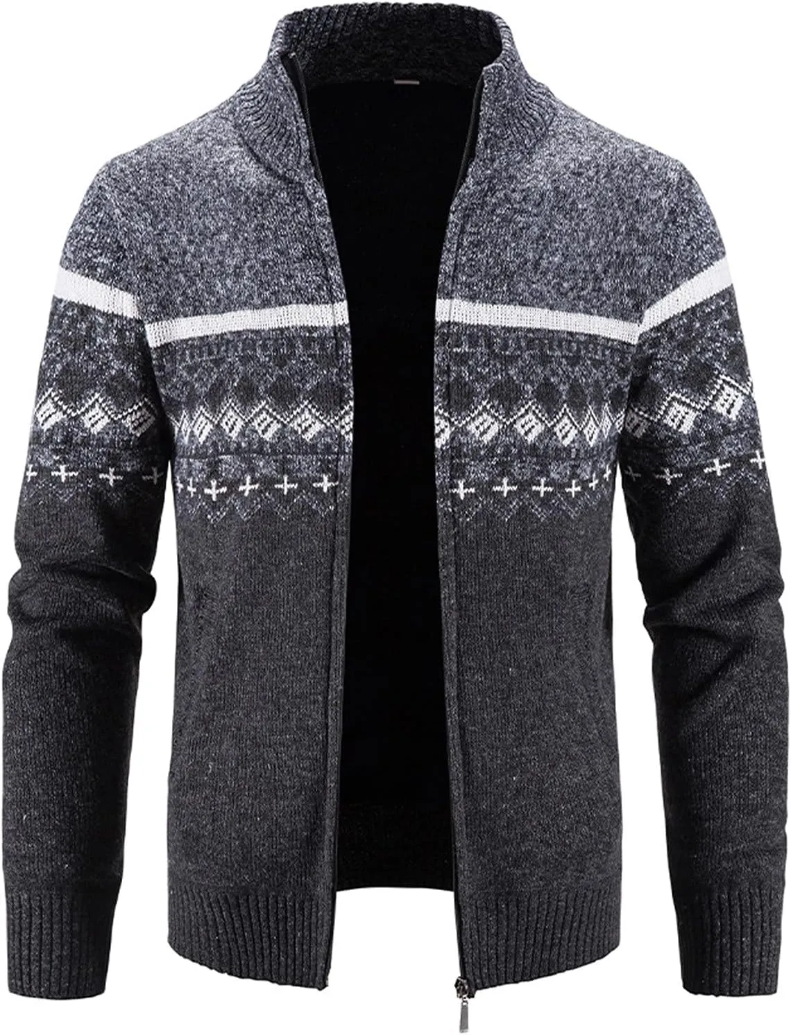 BIFUTON Mens Cardigan Sweater,Men's Soft Cardigan Sweater Graphic Knitted Outerwear Fall Winter Stand Collar Work Thick Coats