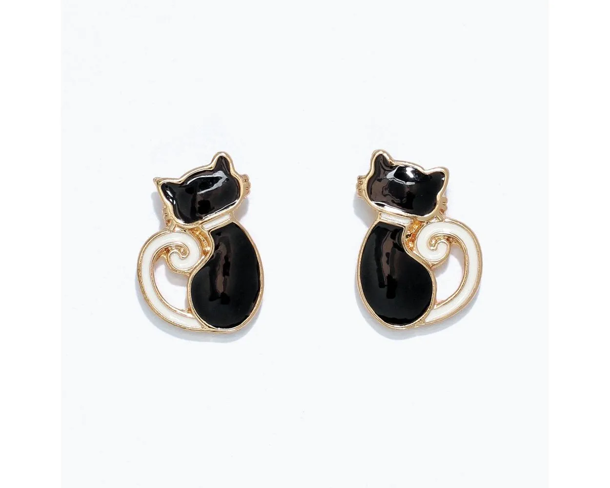 Black and White Cat Earrings