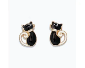Black and White Cat Earrings
