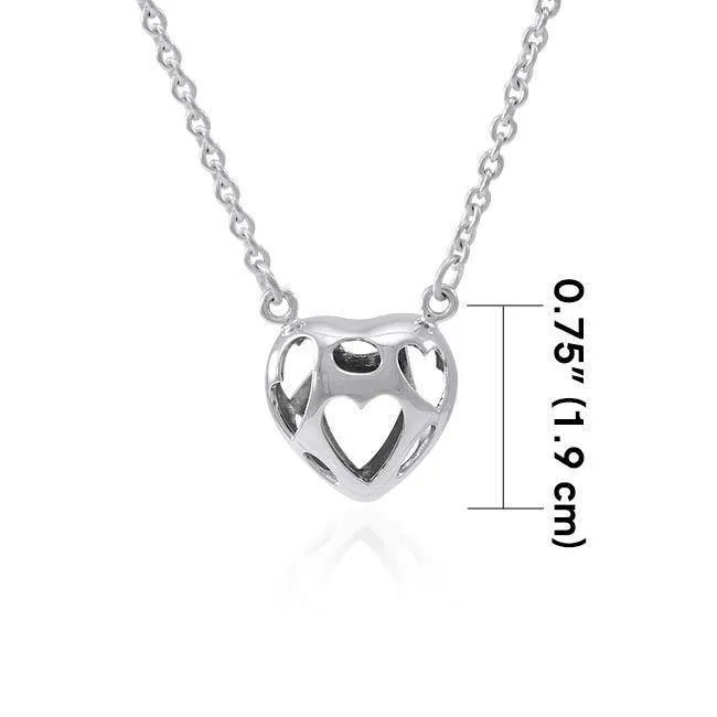 Bold Filigree Heart Silver Necklace TNC425P