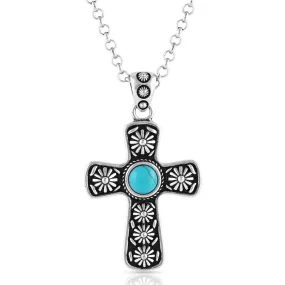 Bold in Faith Turquoise Cross Necklace-NC5525