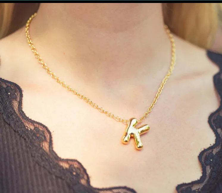 CAI Gold Chunky Bold Letter Initial Neclace