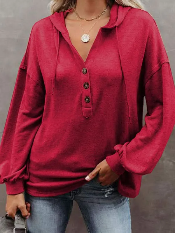 Casual v-neck hoodie cardigan