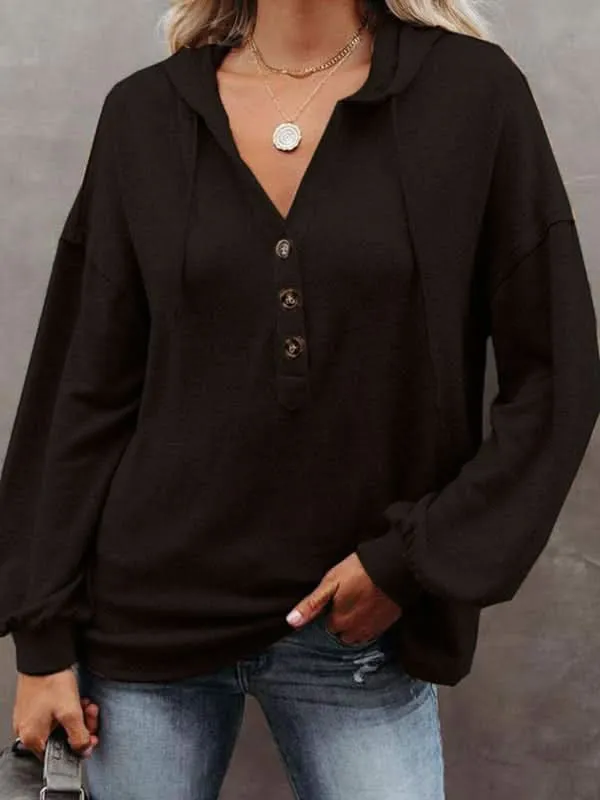 Casual v-neck hoodie cardigan