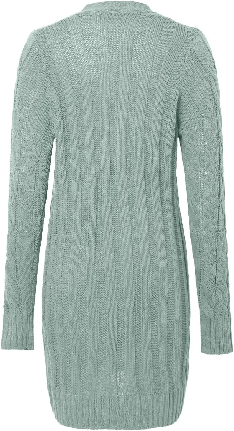 Chunky Knit Long Cardigans for Women Soft Open Front Button Down Sweaters Outerwear Trendy Loose Fall Clothes Coats