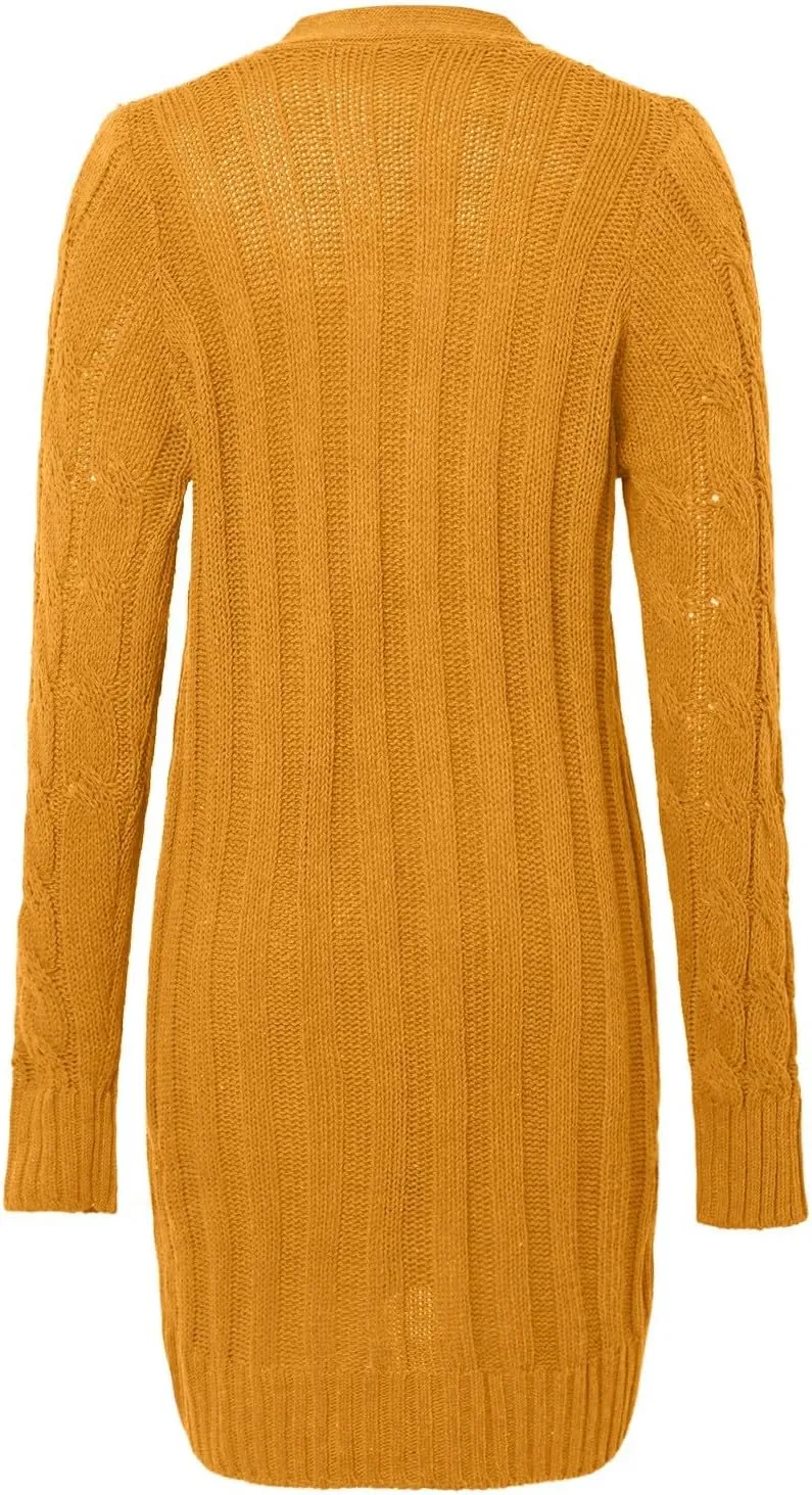 Chunky Knit Long Cardigans for Women Soft Open Front Button Down Sweaters Outerwear Trendy Loose Fall Clothes Coats