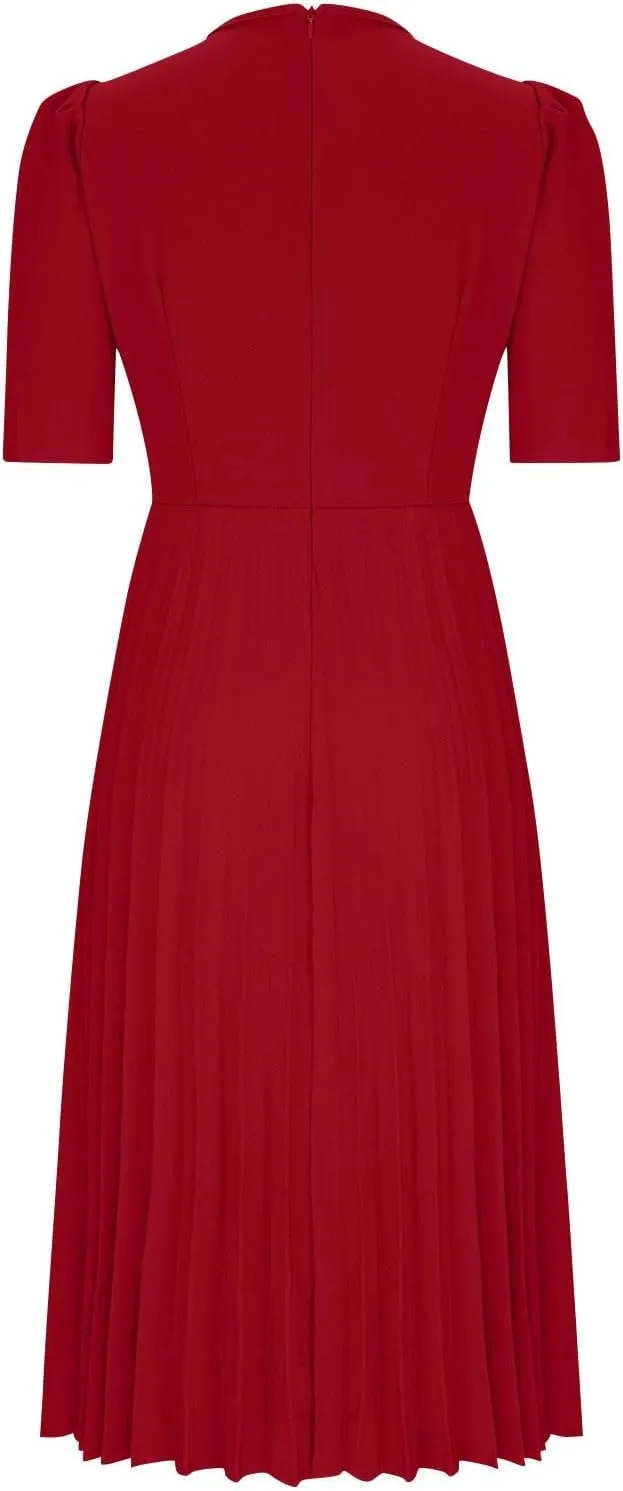 Cocktail Party Pleated Dresses for Women Puff Sleeve Bodycon Ankle Length Swing Aline Midi Dress Evening Costume