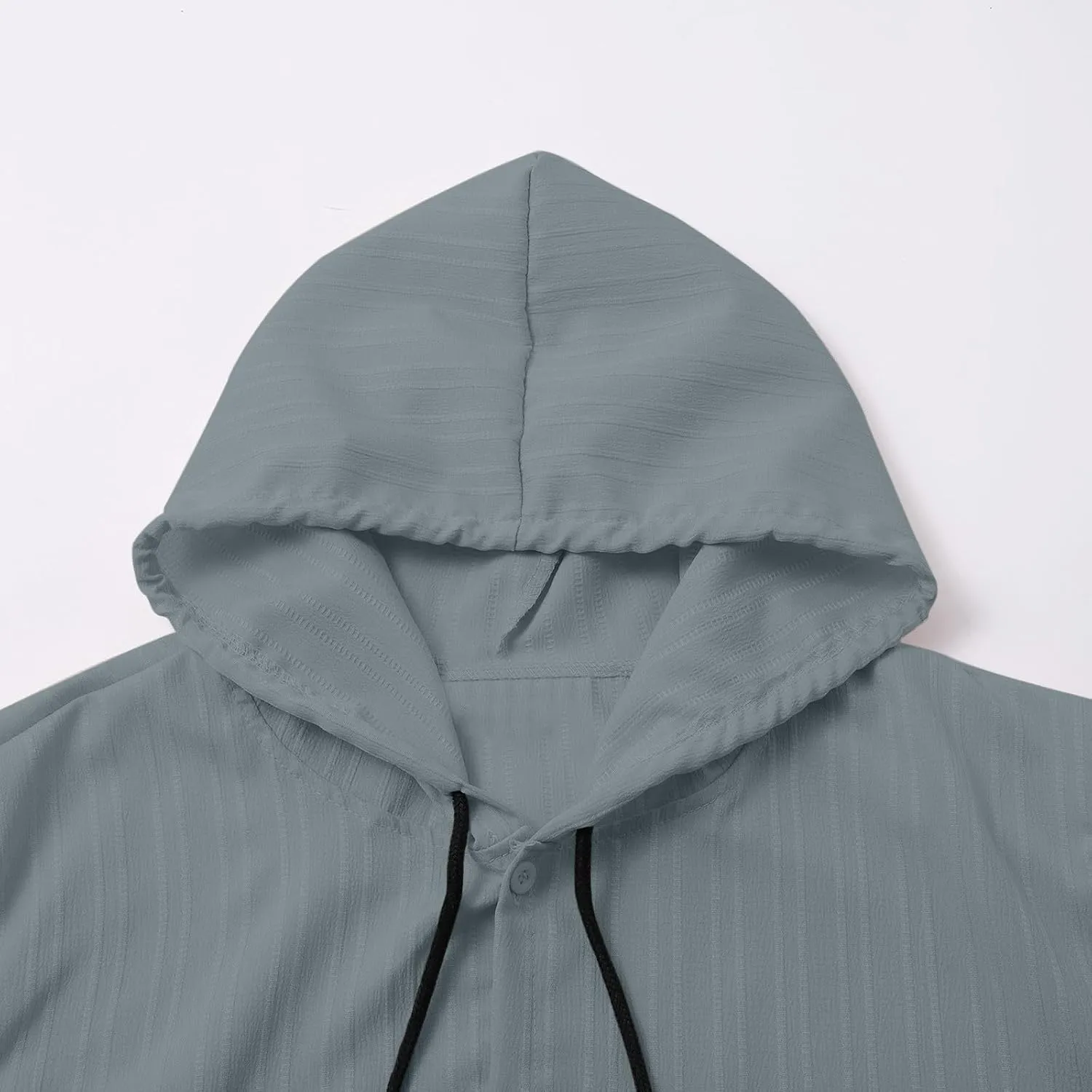 Cotton Linen Hoodies for Men Casual Long Sleeve Lightweight Breathable Button Down Hooded Sweatshirts Beach Yoga Tops