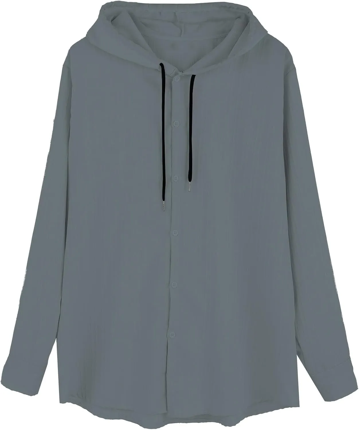 Cotton Linen Hoodies for Men Casual Long Sleeve Lightweight Breathable Button Down Hooded Sweatshirts Beach Yoga Tops