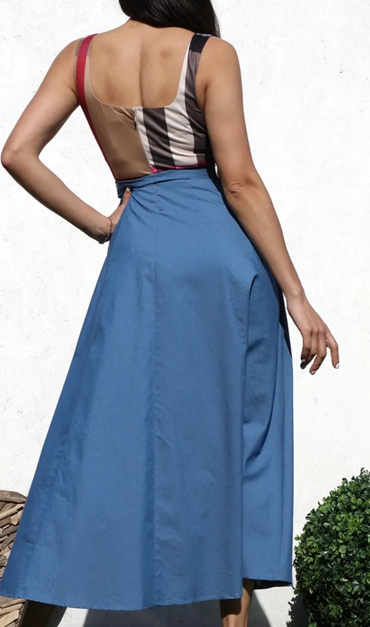 Denim Maxi Wrap Dress