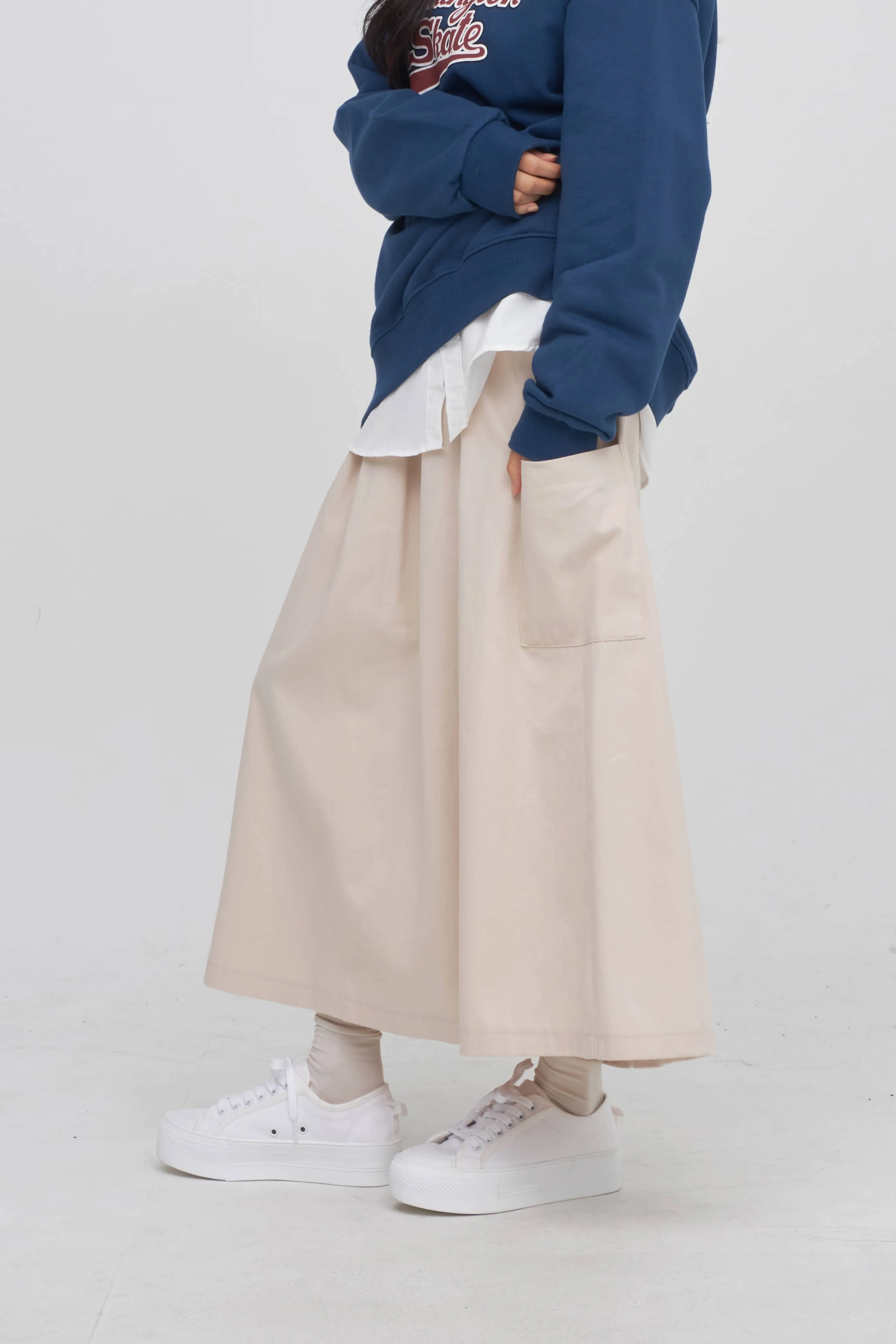 Elastic Waist Cargo Skirt