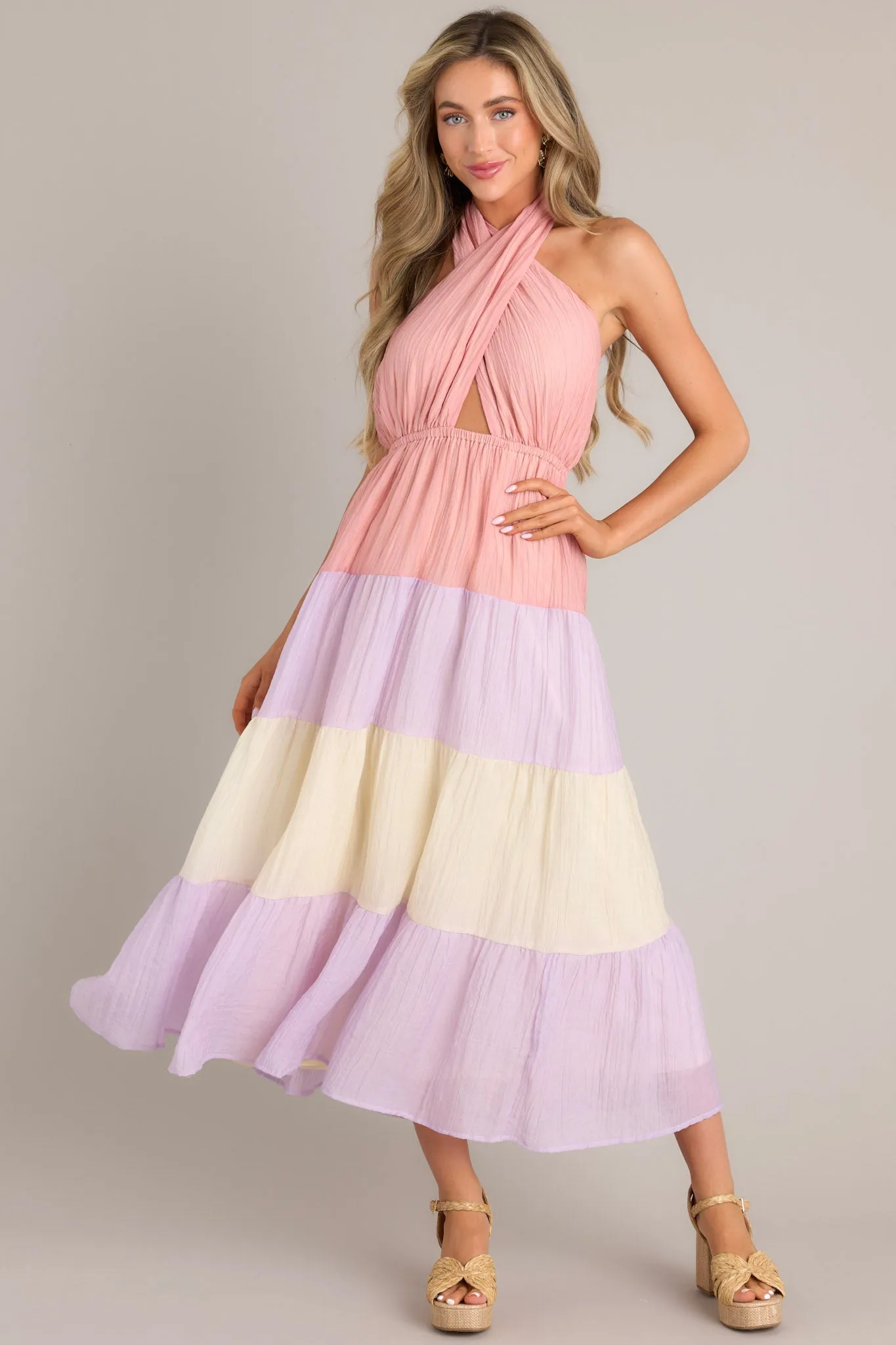 Falling Into Love Pink Multi Maxi Dress
