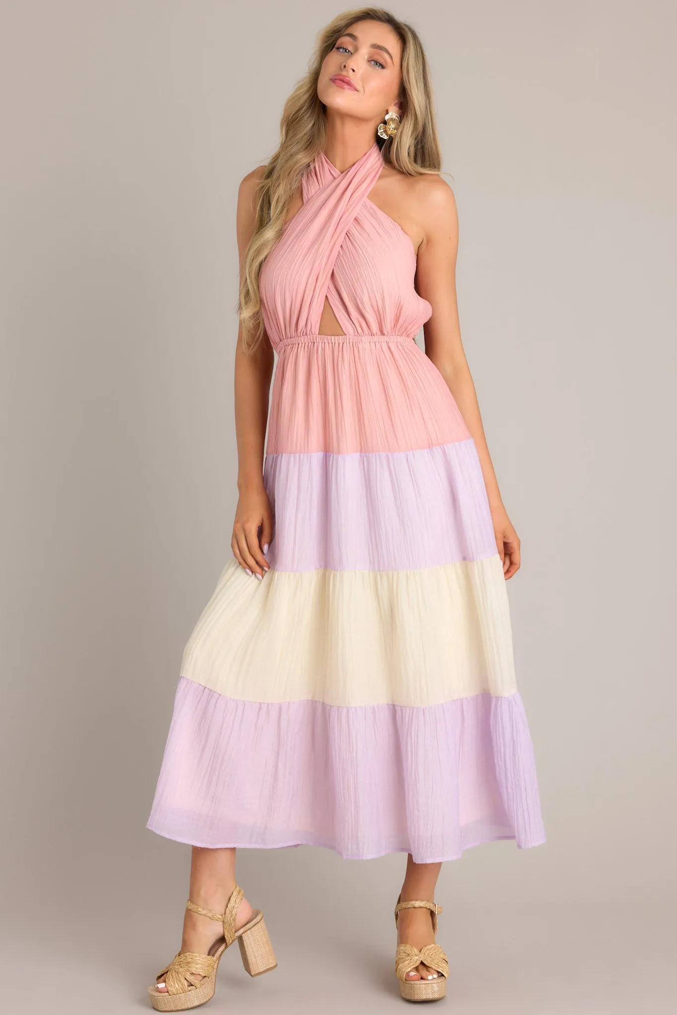 Falling Into Love Pink Multi Maxi Dress