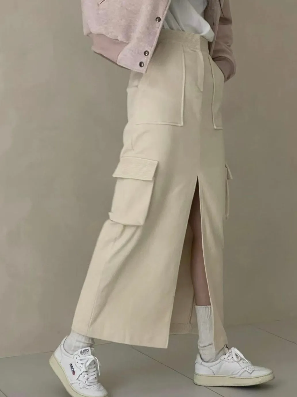 Front Slit Casual Skirt