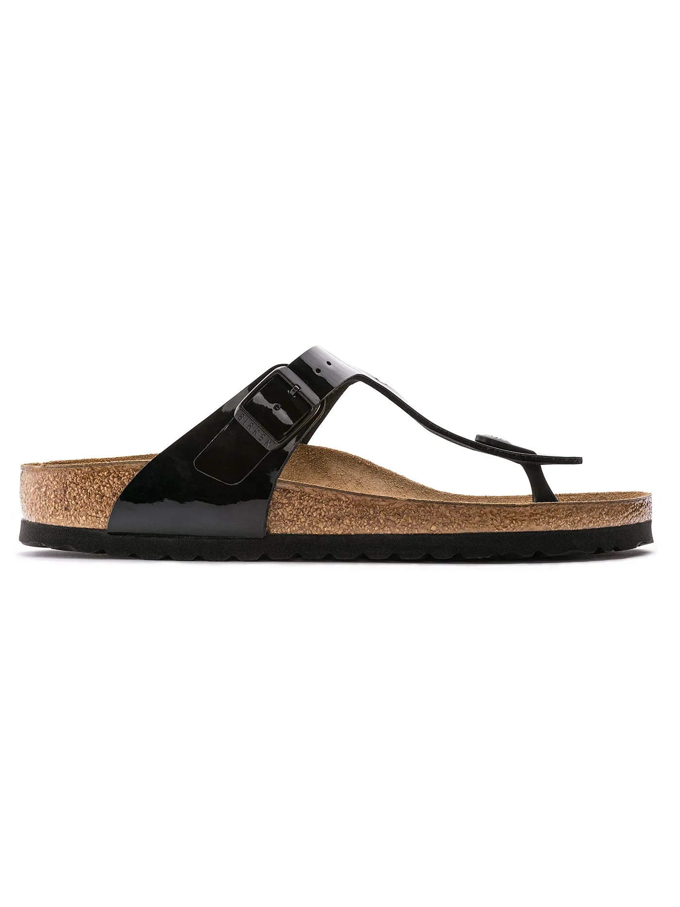 Gizeh Birko-Flor Patent Black Sandals