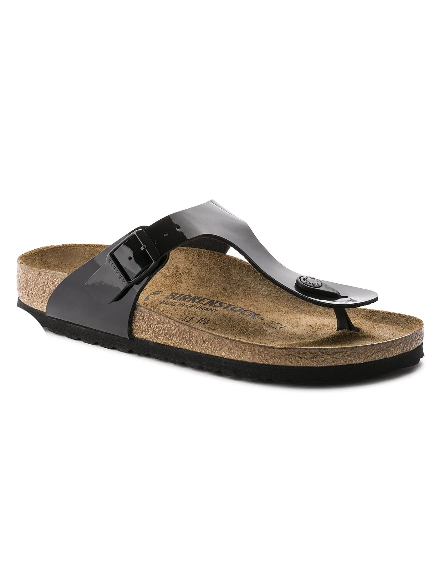 Gizeh Birko-Flor Patent Black Sandals