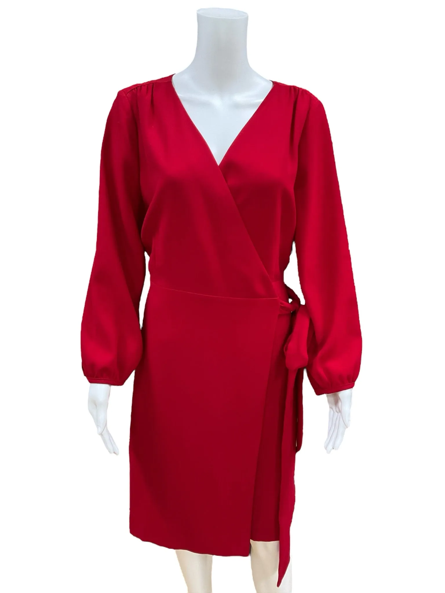 J Crew Size 14 Red Wrap Consignment Ladies Dress