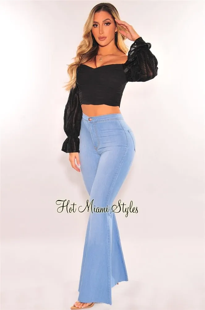 Light Denim High Waist Bell Bottoms Flare Jeans