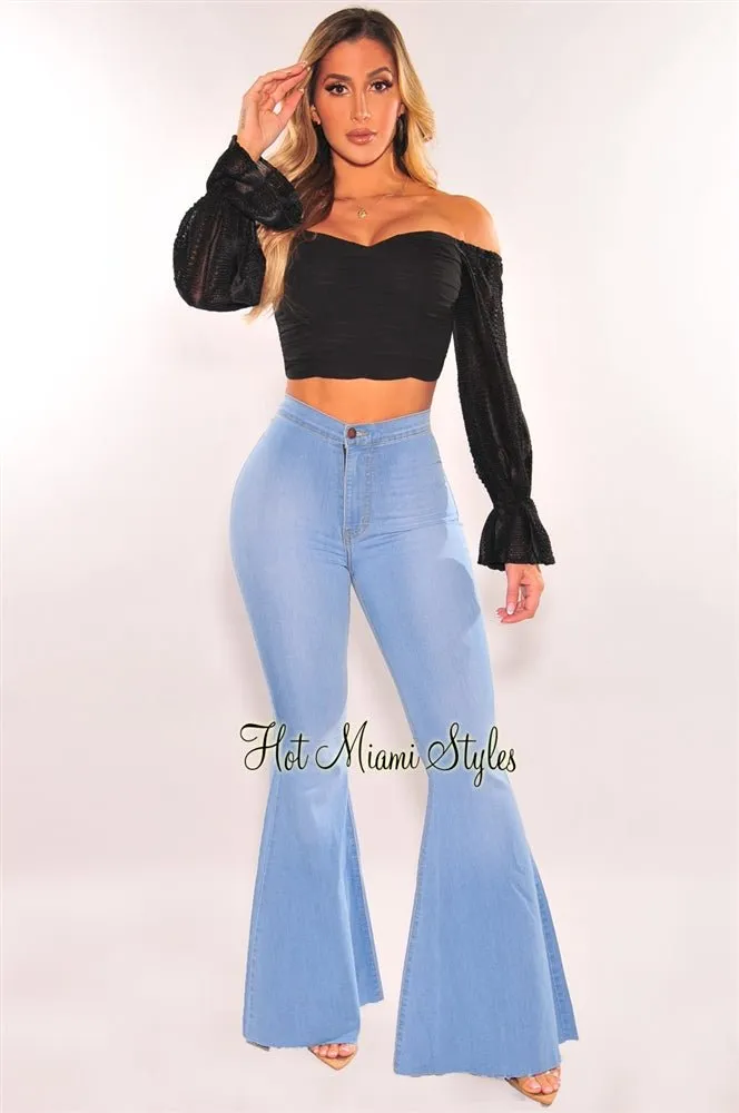 Light Denim High Waist Bell Bottoms Flare Jeans
