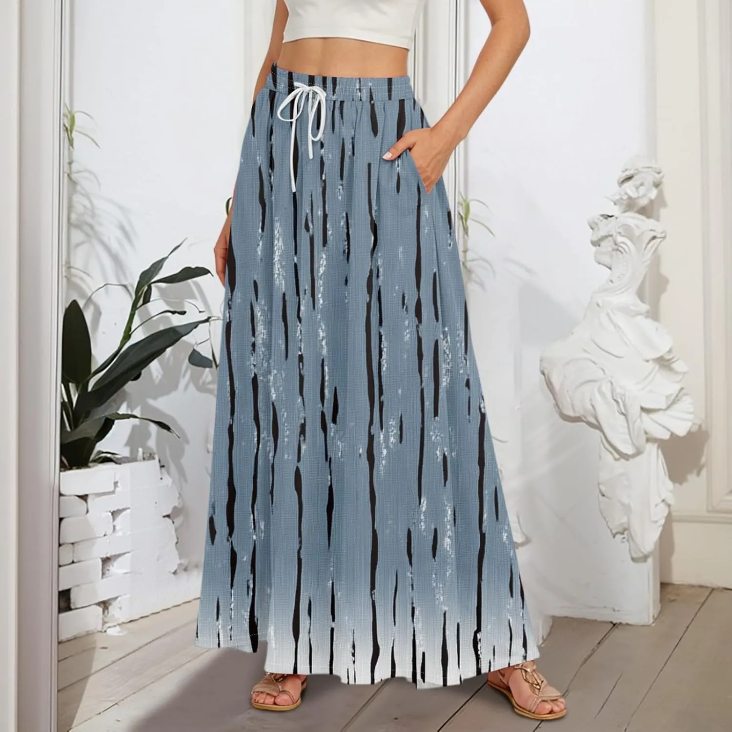 Maxi Women's Skirts, Casual Vacation Boho Trendy Flowy Beach Womens Skirts