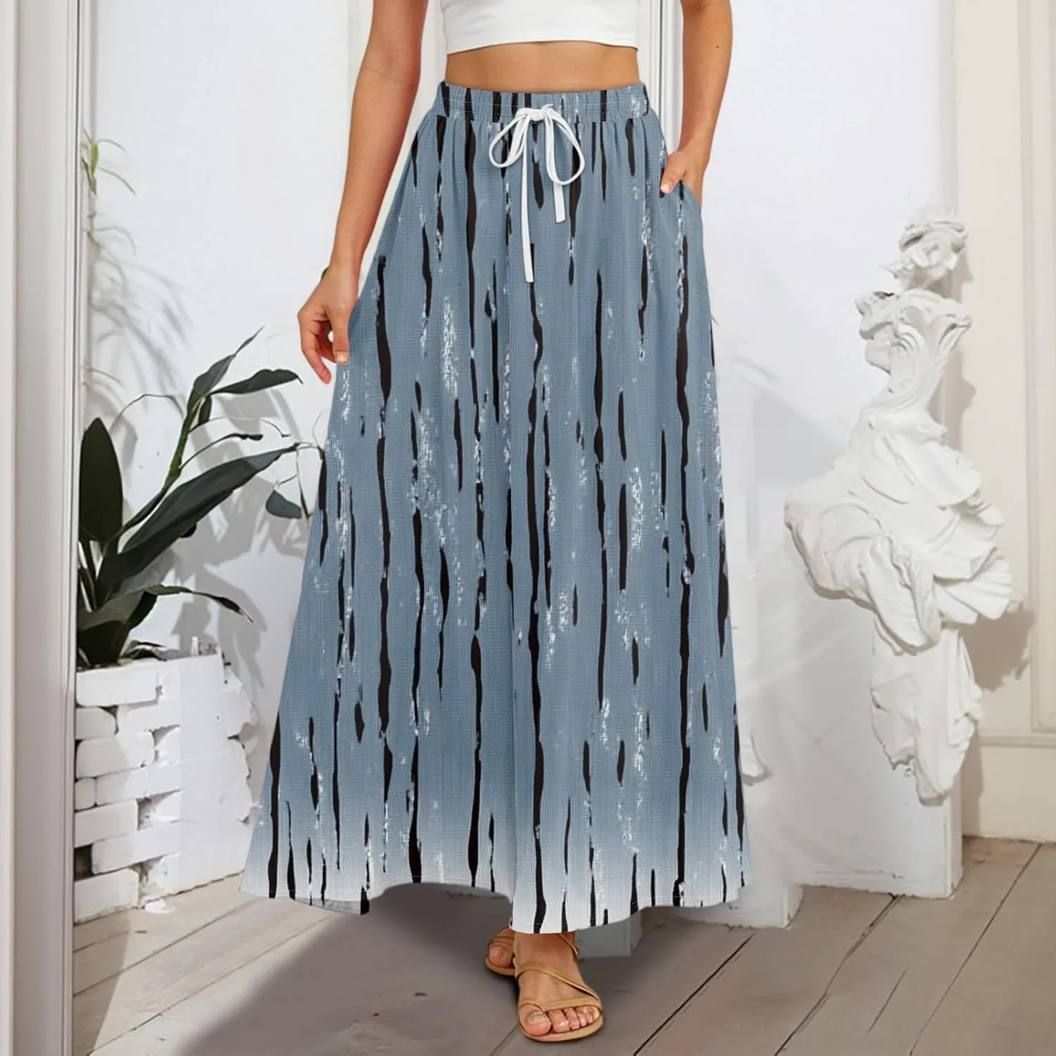Maxi Women's Skirts, Casual Vacation Boho Trendy Flowy Beach Womens Skirts
