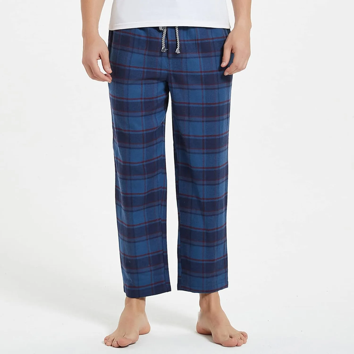 Men's Comfy Soft Plaid Comfy Sleep Lounge Pants Pajama Pants Fleece Drawstring Pj Bottoms with Pockets
