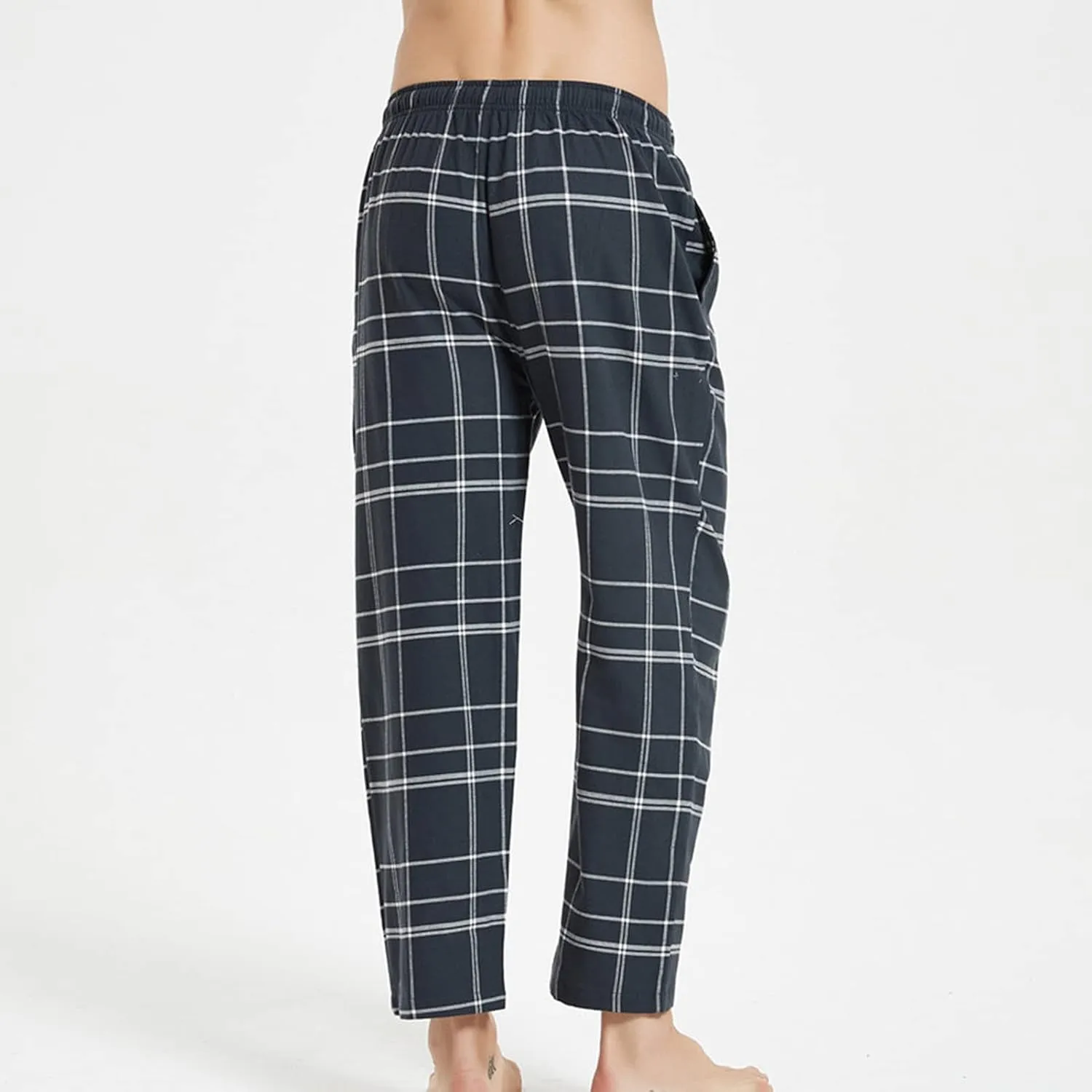 Men's Comfy Soft Plaid Comfy Sleep Lounge Pants Pajama Pants Fleece Drawstring Pj Bottoms with Pockets