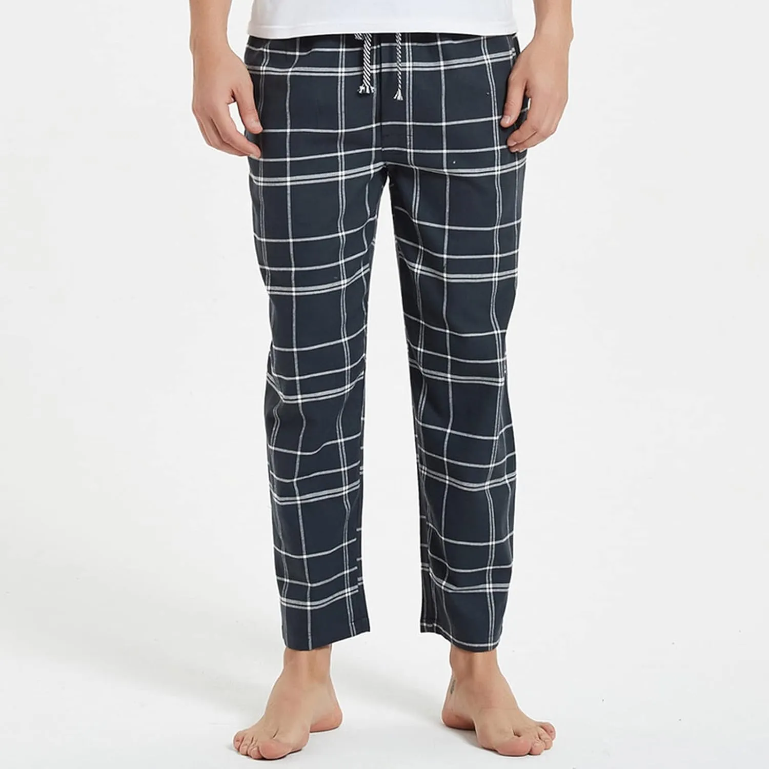 Men's Comfy Soft Plaid Comfy Sleep Lounge Pants Pajama Pants Fleece Drawstring Pj Bottoms with Pockets
