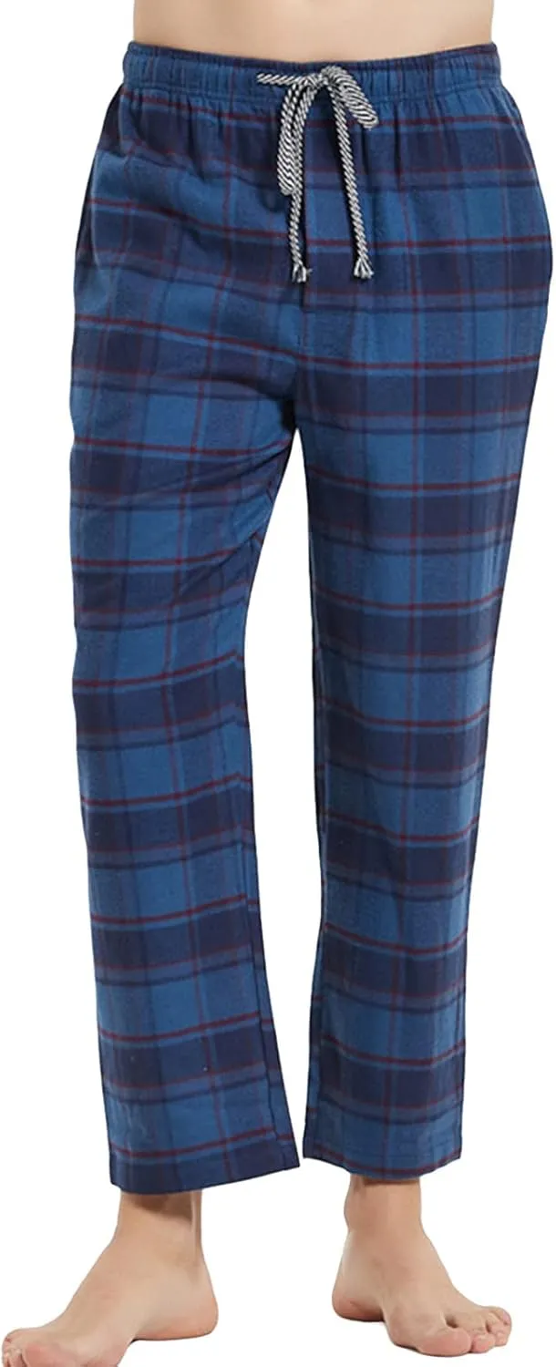 Men's Comfy Soft Plaid Comfy Sleep Lounge Pants Pajama Pants Fleece Drawstring Pj Bottoms with Pockets