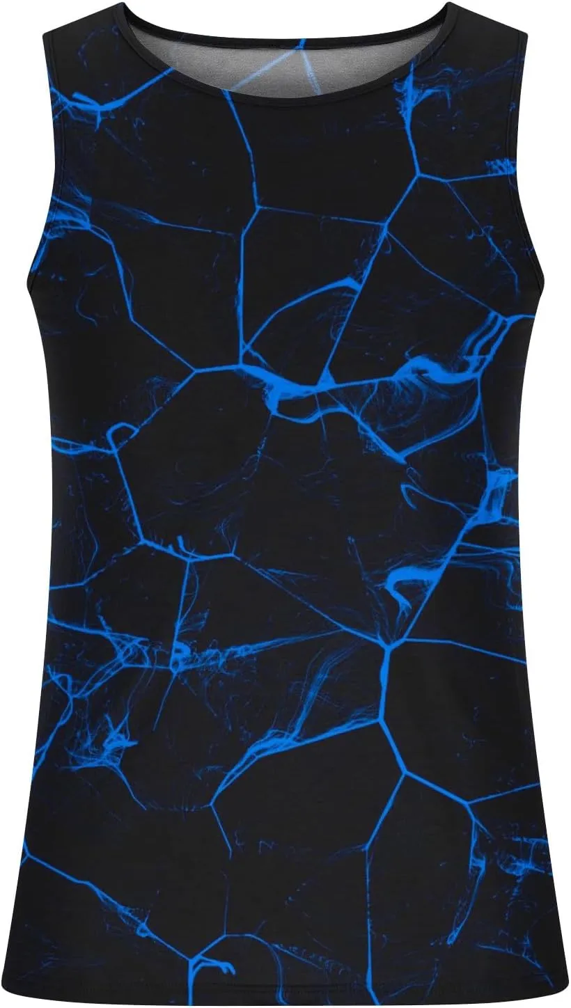 Mens Novelty Tank Top Cool Design 3D Graphic Breathable Quick Dry Workout Undershirts Casual Sleeveless Summer Top