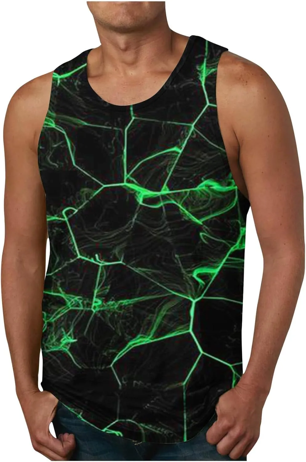 Mens Novelty Tank Top Cool Design 3D Graphic Breathable Quick Dry Workout Undershirts Casual Sleeveless Summer Top