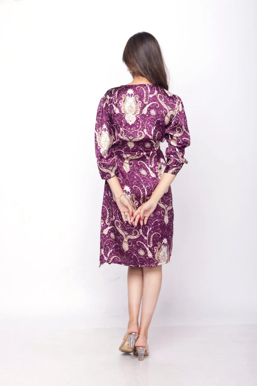 Nicola Printed Satin Wrap Dress