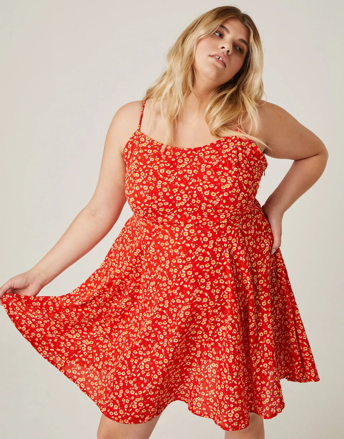 Plus Size Mini Floral Spaghetti Strap Sundress