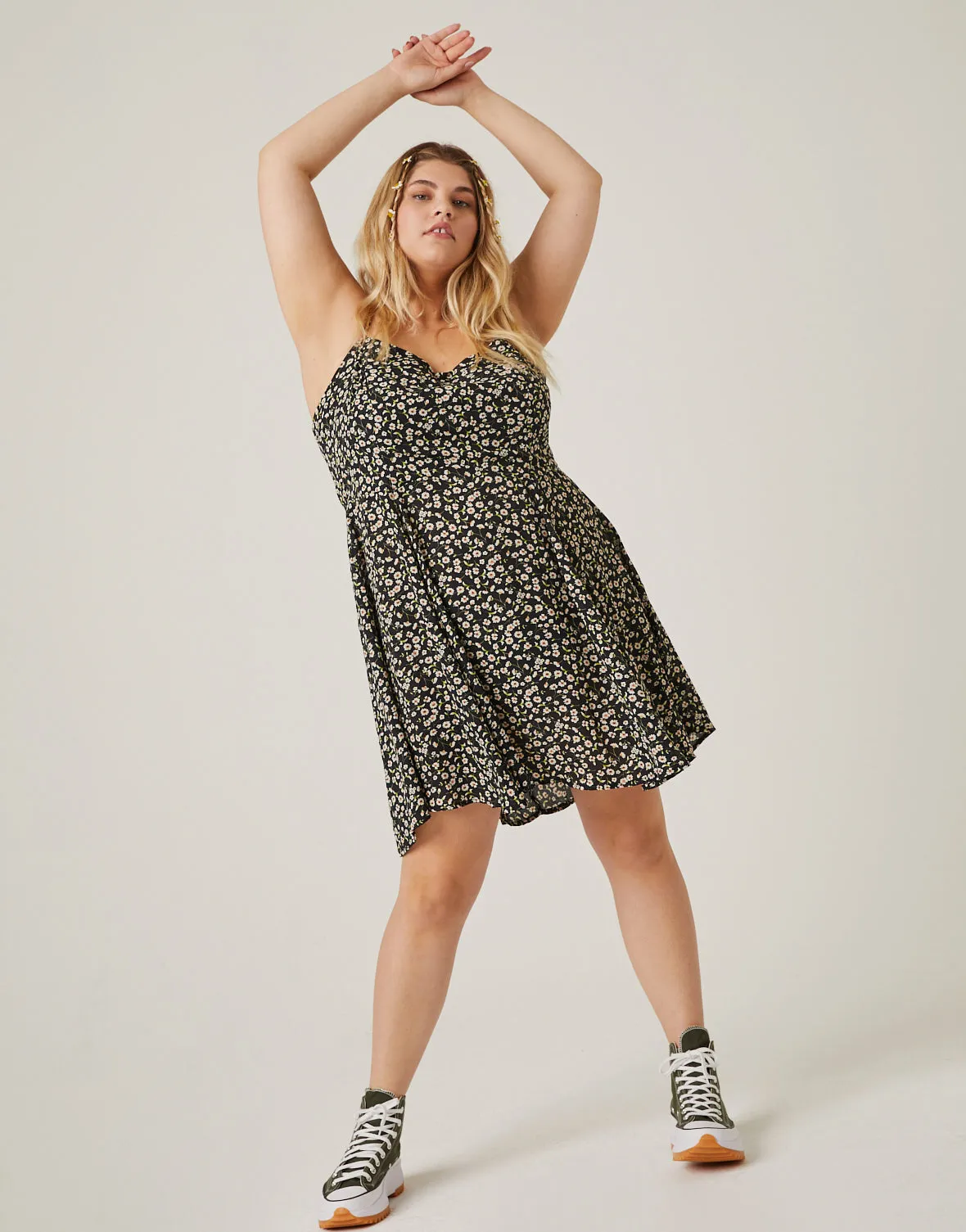 Plus Size Mini Floral Spaghetti Strap Sundress