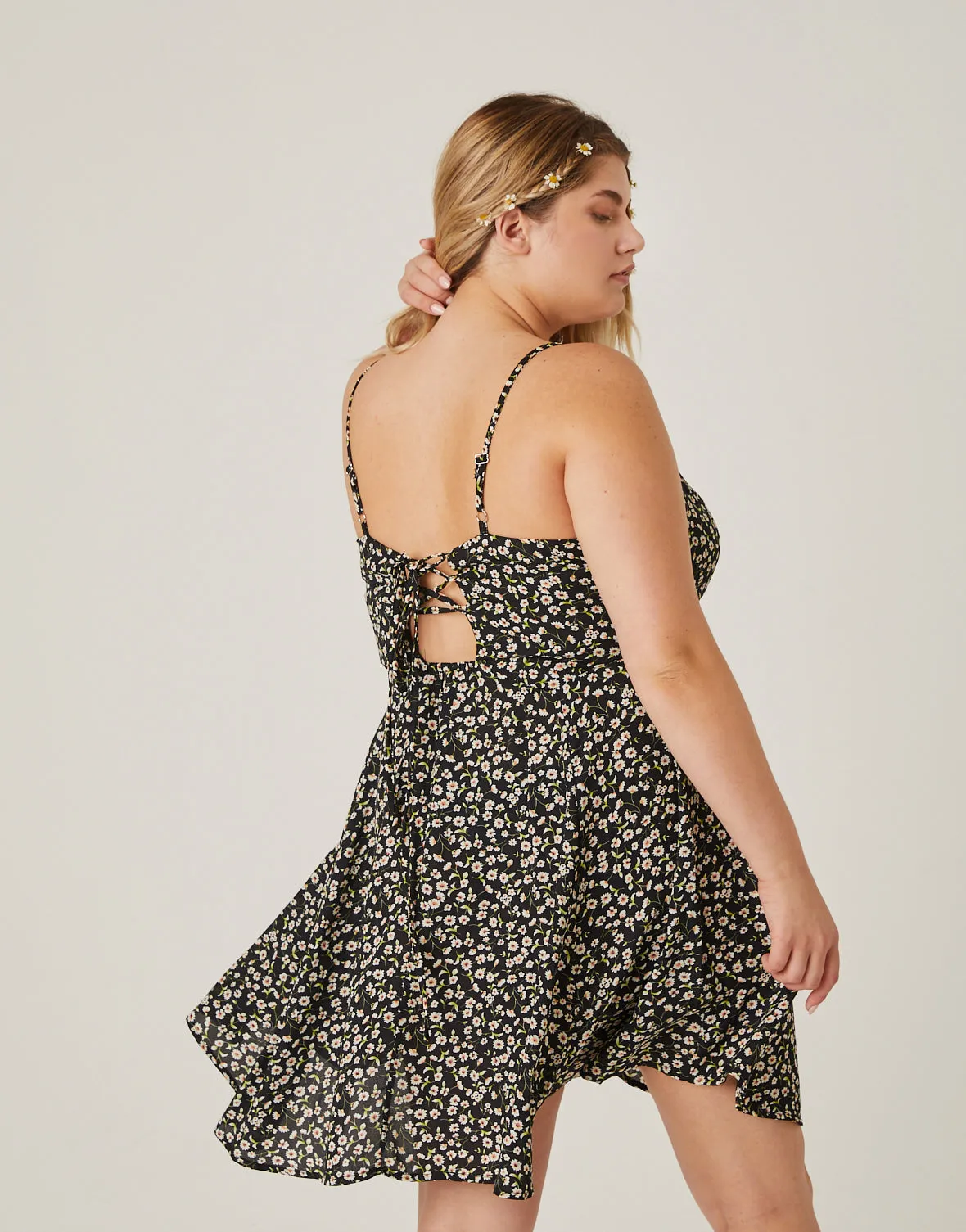 Plus Size Mini Floral Spaghetti Strap Sundress