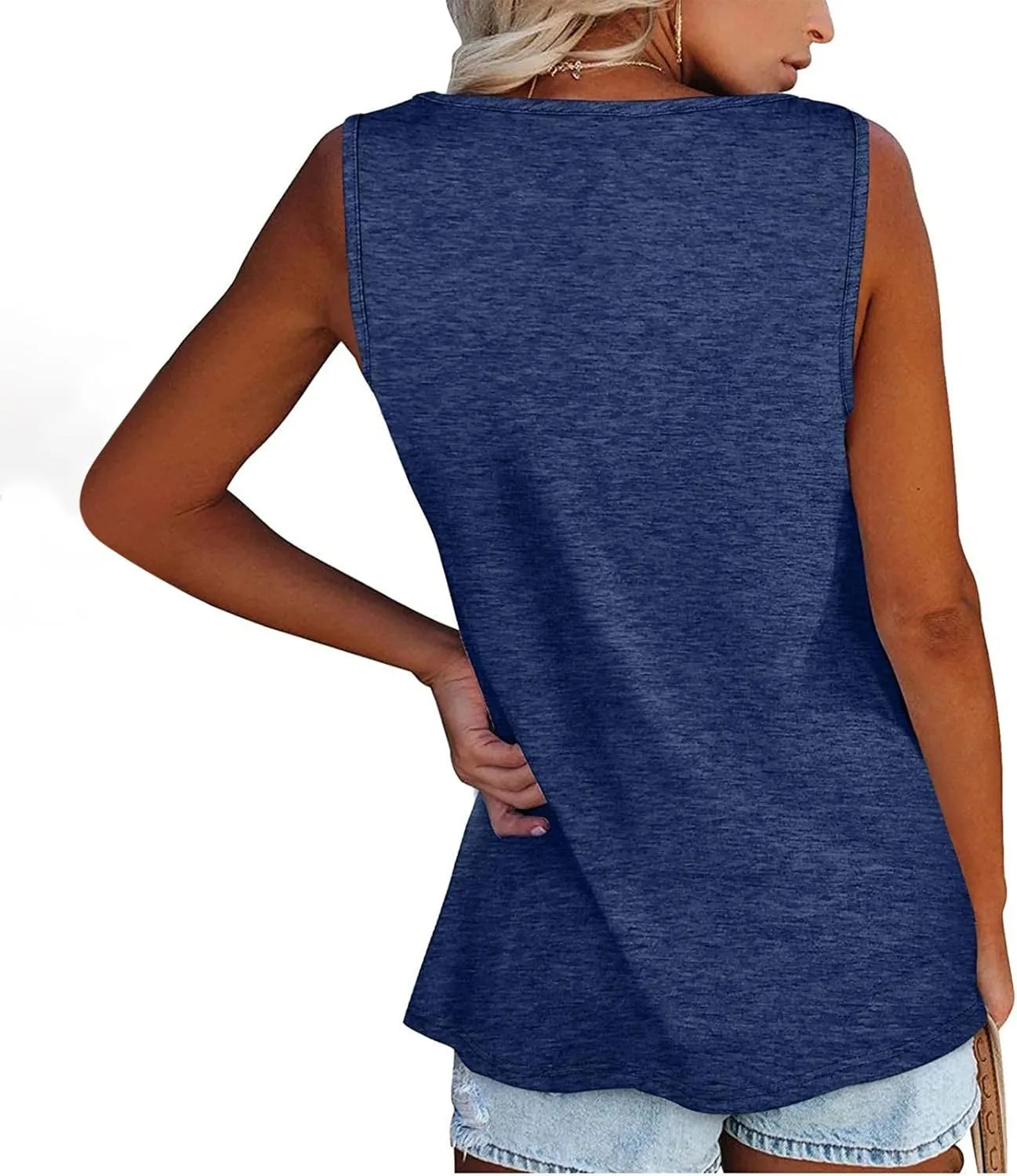 Plus Size Tank Top for Women Summer Casual Baggy Sleeveless Top Breathable Crewneck Solid Button Tank Tops