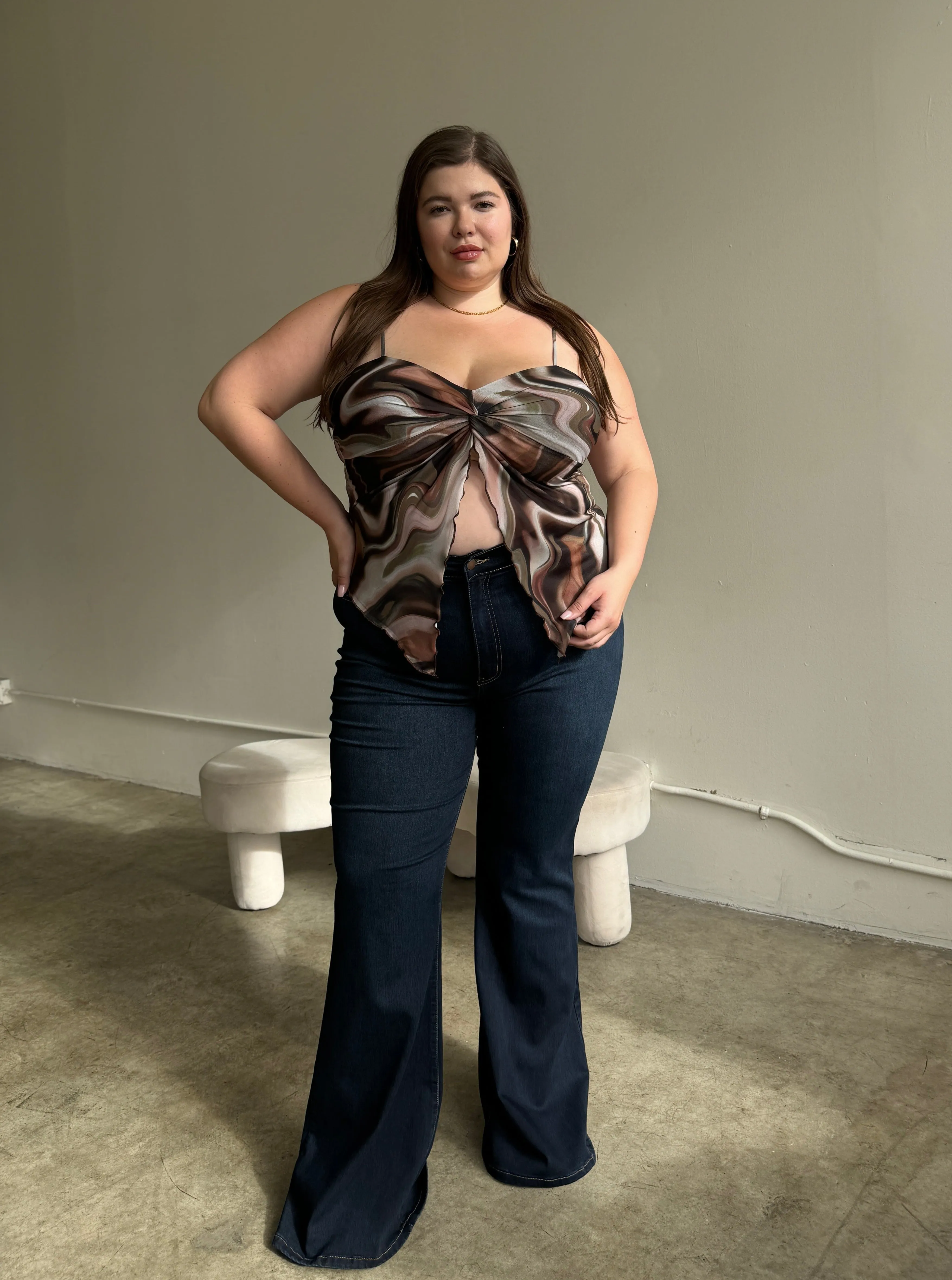 Plus Size Twist Detail Swirl Top