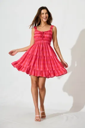 Red Striped Floral Dress