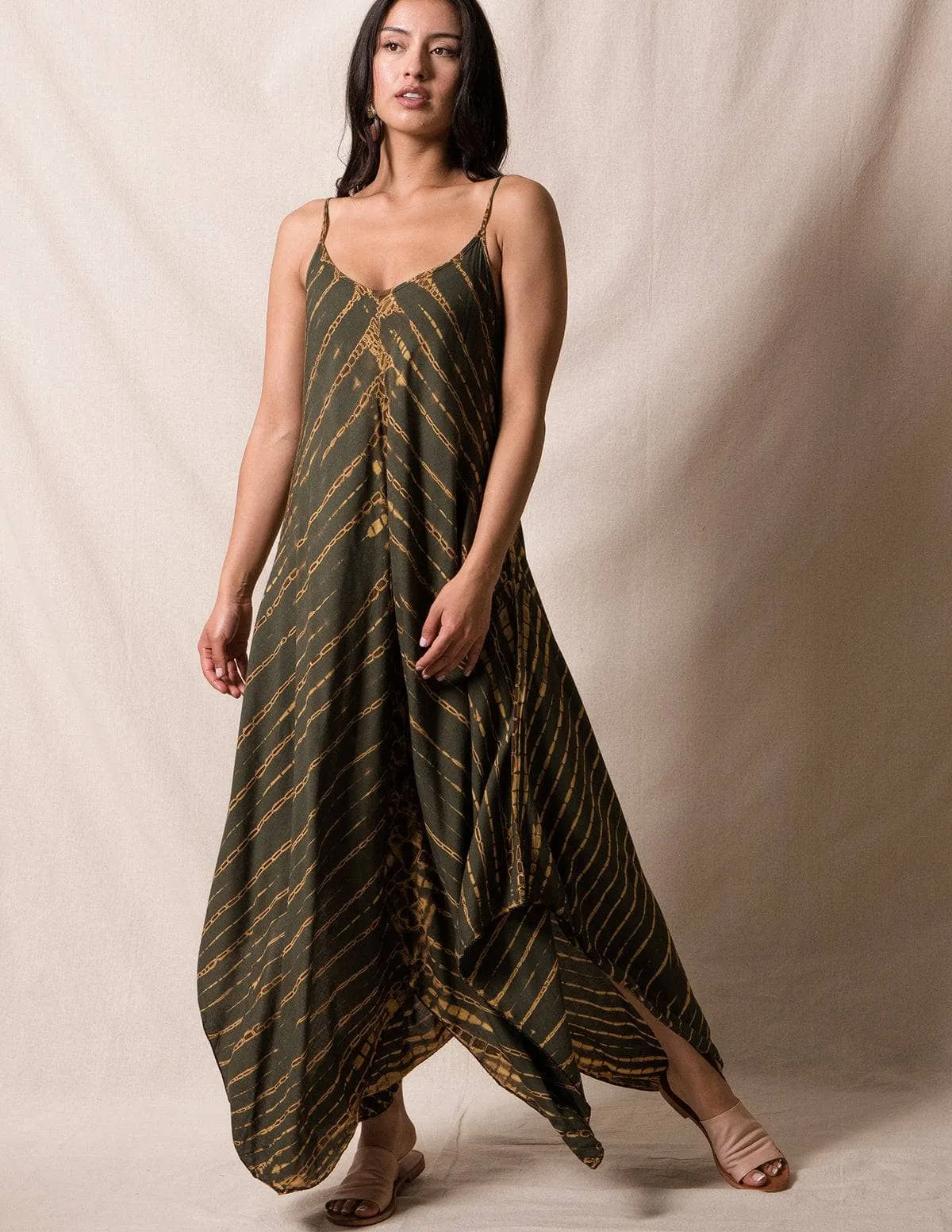 Shibori Tie-Dye Sundress - Army