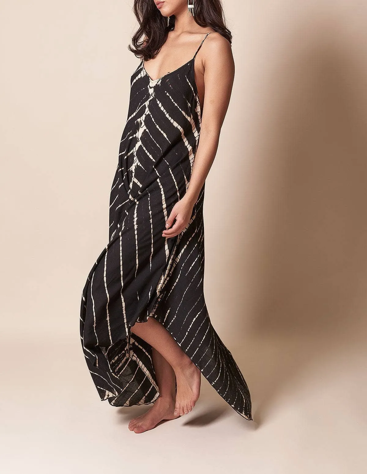 Shibori Tie-Dye Sundress - Black