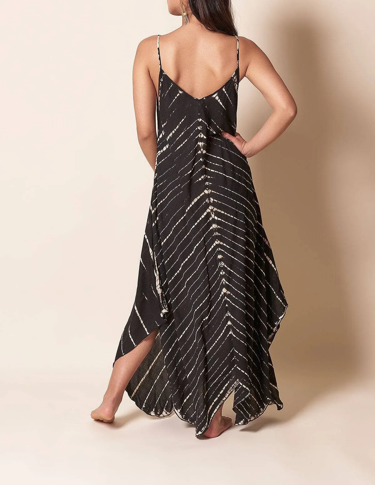 Shibori Tie-Dye Sundress - Black