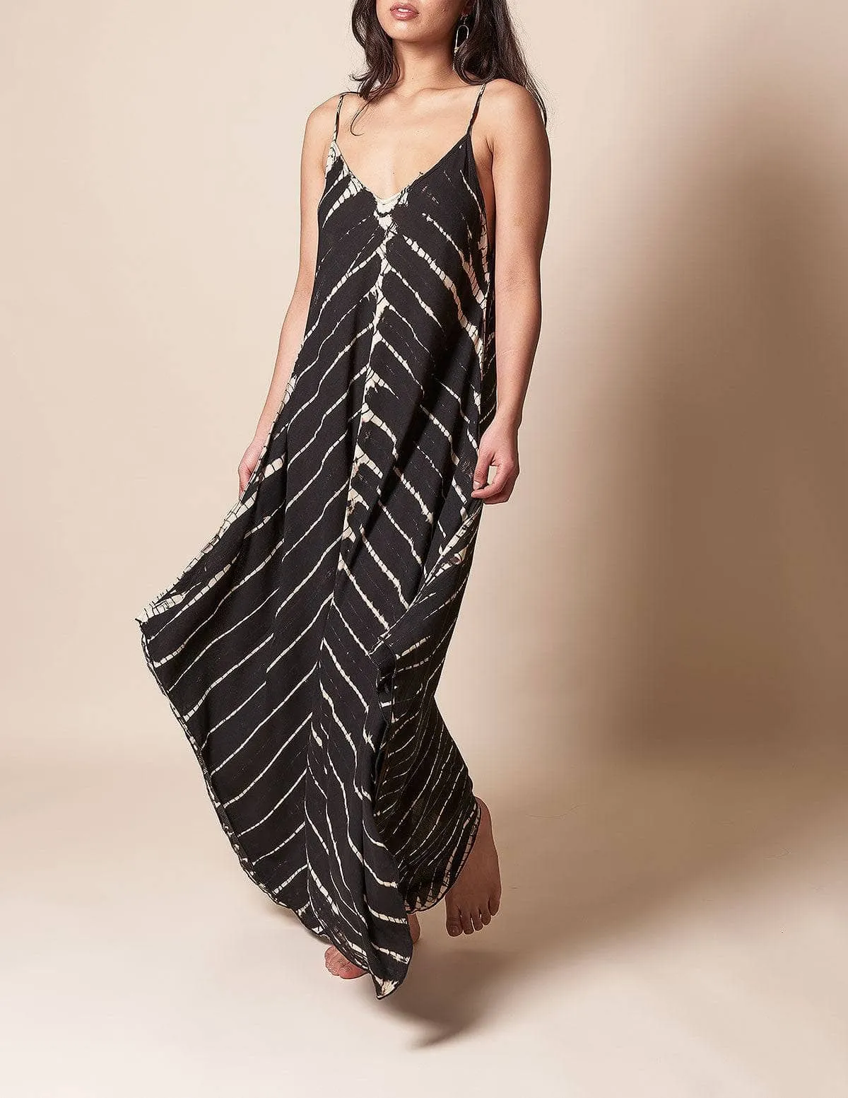 Shibori Tie-Dye Sundress - Black