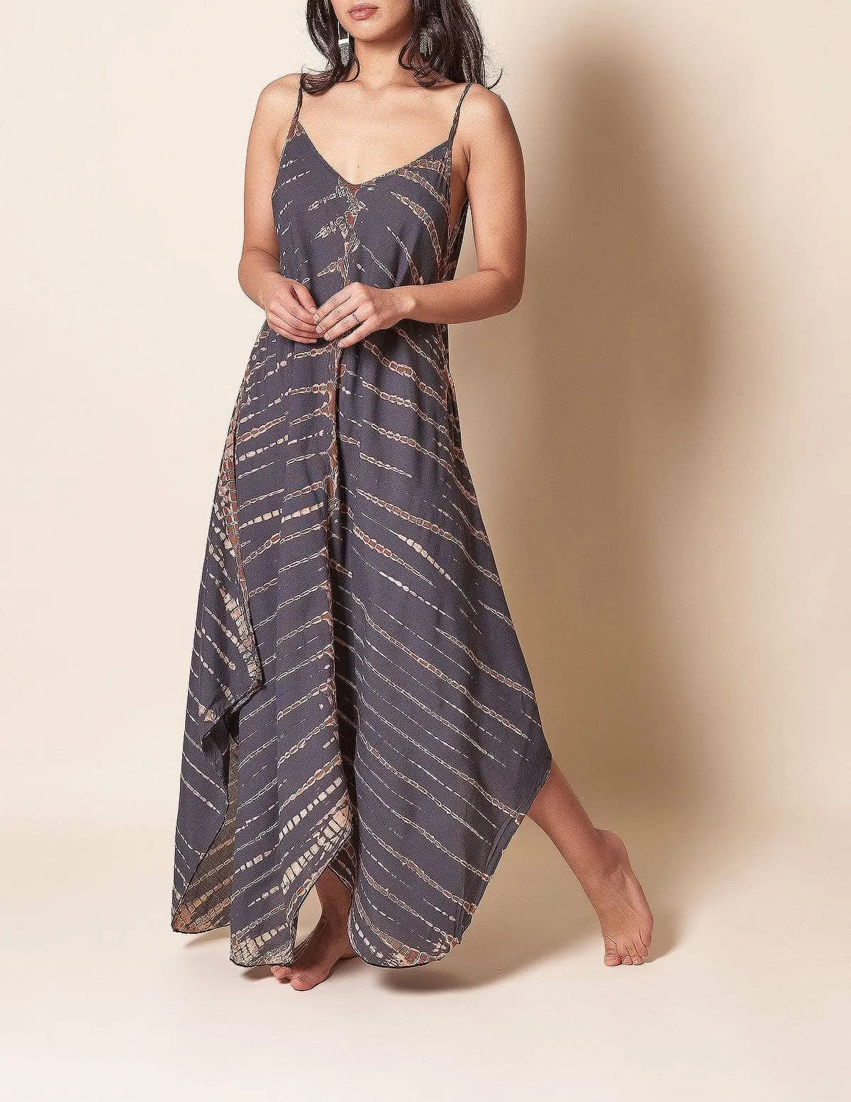 Shibori Tie-Dye Sundress - Grey