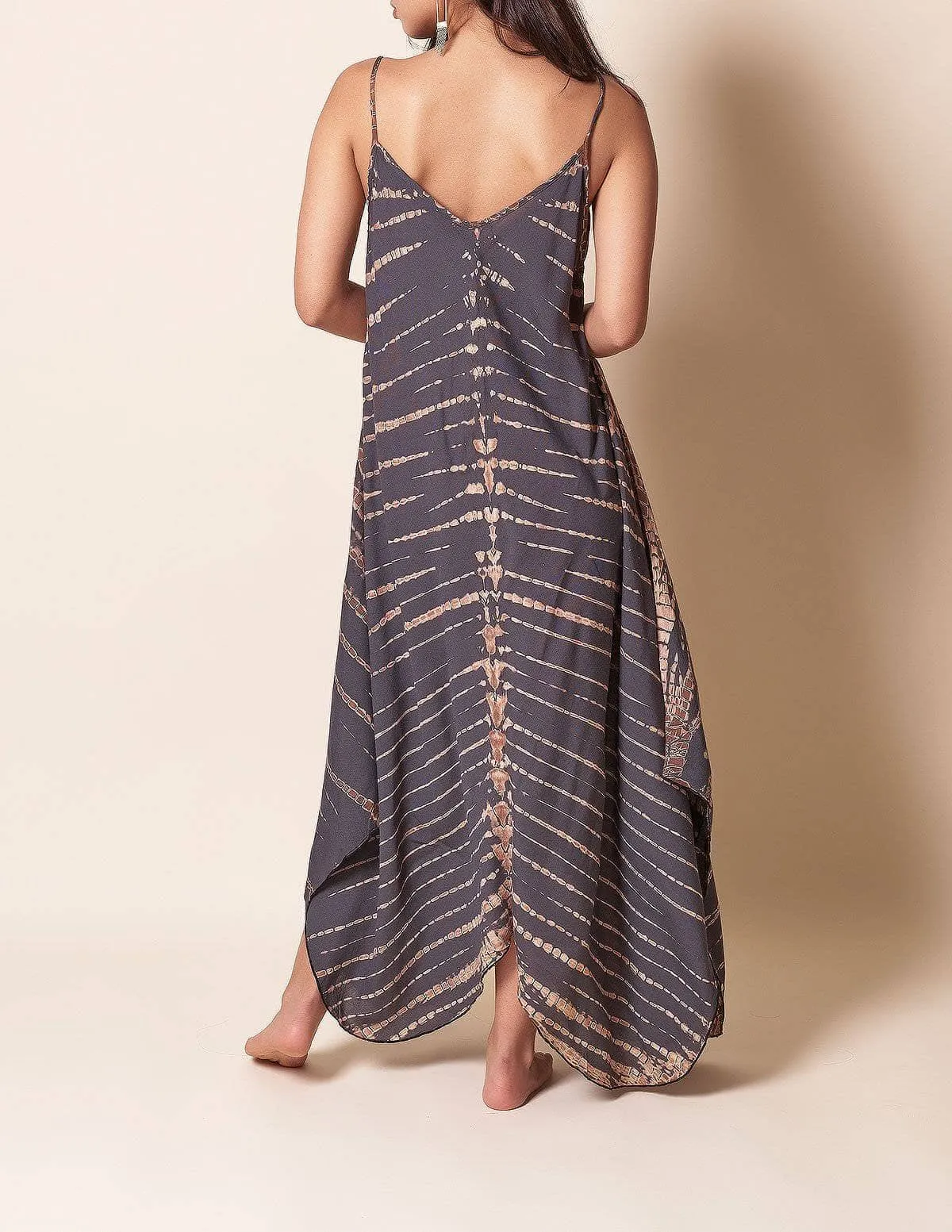 Shibori Tie-Dye Sundress - Grey