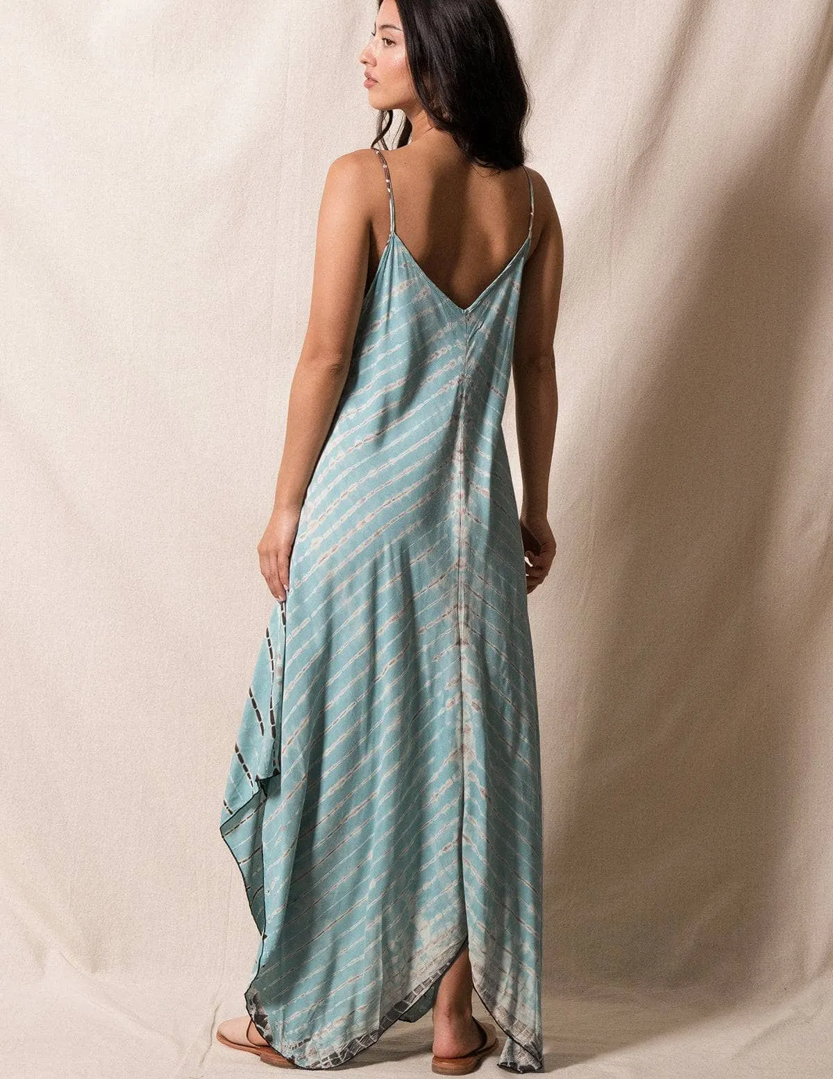Shibori Tie-Dye Sundress - Pale Aqua