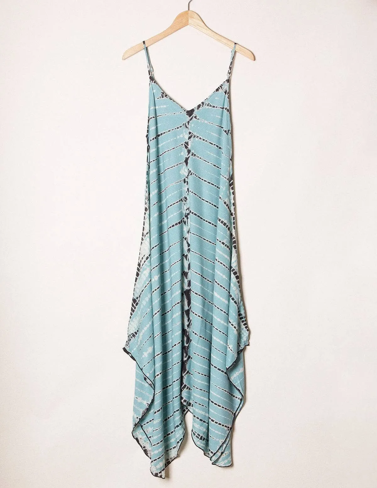 Shibori Tie-Dye Sundress - Pale Aqua