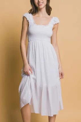 Simply Sweet White Casual Midi Dress